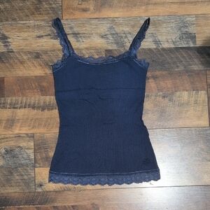 Kirra Navy Lace Trim Tank Top